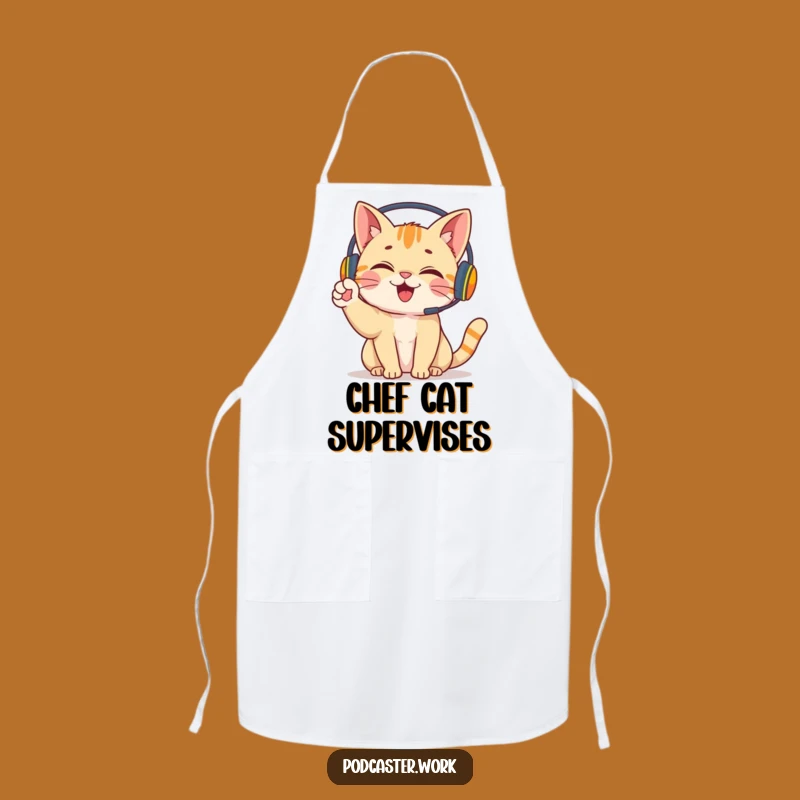Funny Cat Chef Apron: Giggling Headset Helper, Kitchen Fun Gift
