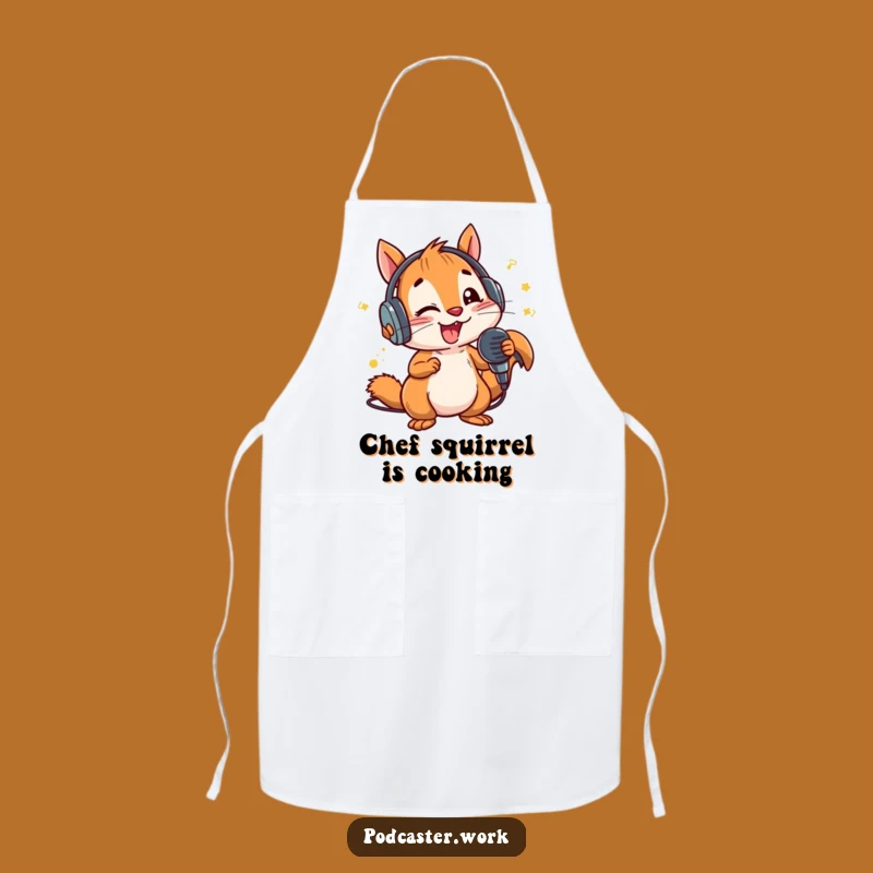 Funny Squirrel Chef Apron: Energetic Microphone Master, Kitchen Music Gift