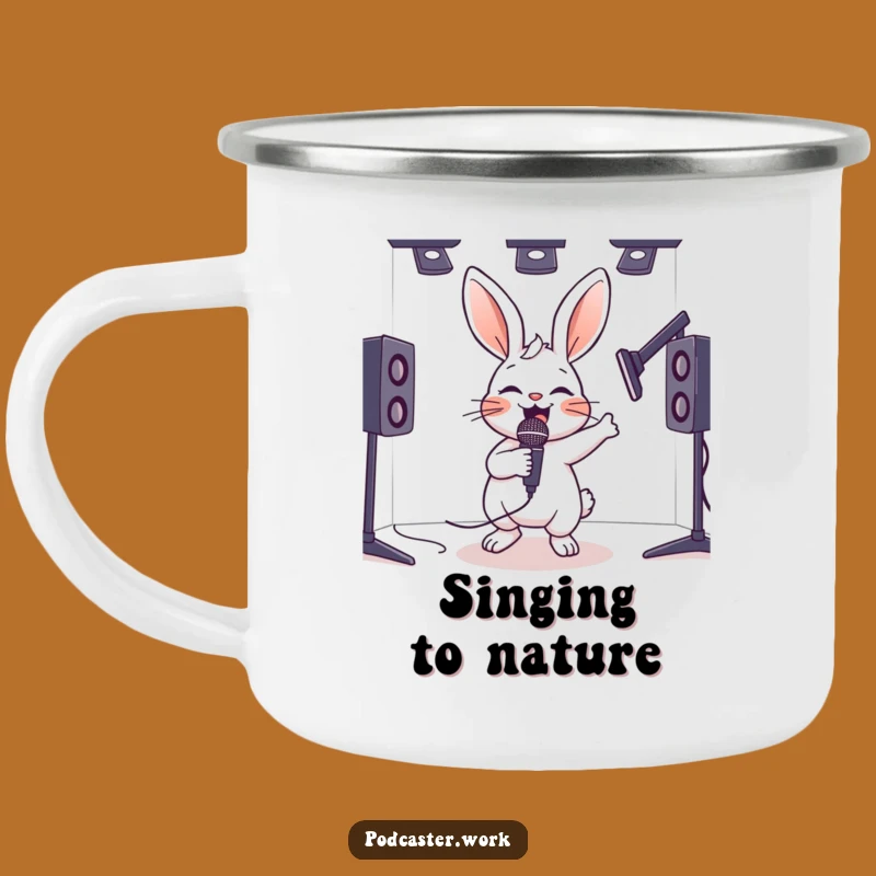 Funny Hyperactive Rabbit Mic Camping Mug - Energetic Humorous Outdoor Gear