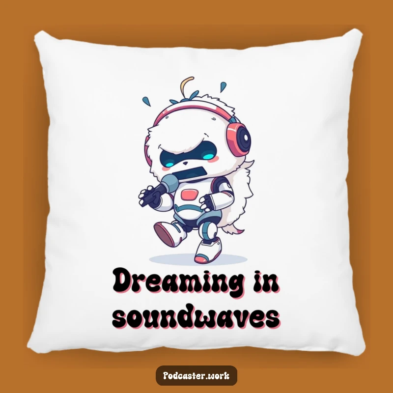 Funny Fluffy Robot DJ Pillow: Cozy Music Art Comfort Gift