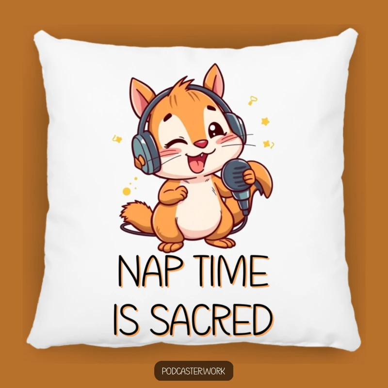 Funny Squirrel DJ Pillow: Energetic Speaker Cushion, Cozy Music Lover Decor