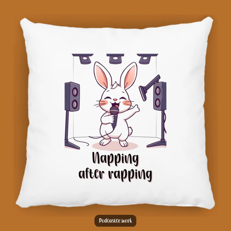 Funny Hyperactive Rabbit Mic Pillow - Cozy & Energetic Humorous Accent