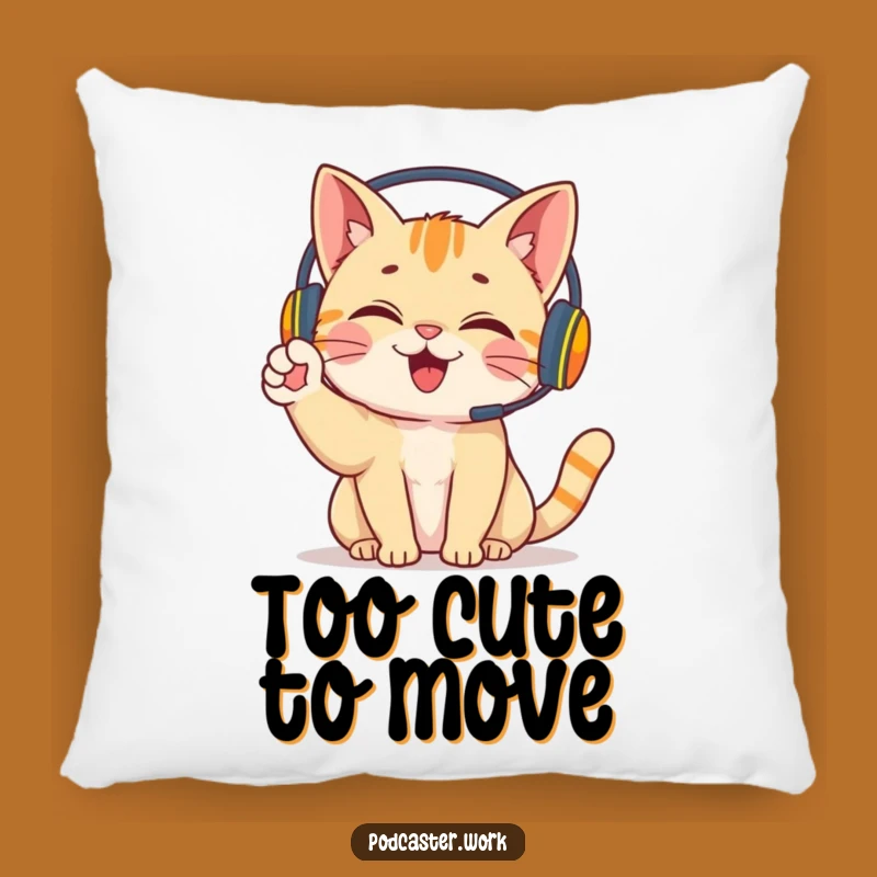 Funny Cat Cuddle Pillow: Giggling Headset Friend, Cozy Pet Decor