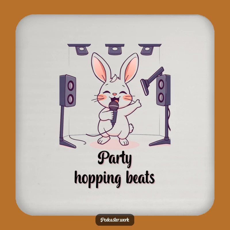 Funny Hyperactive Rabbit Mic Coasters - Energetic Humorous Table Protection