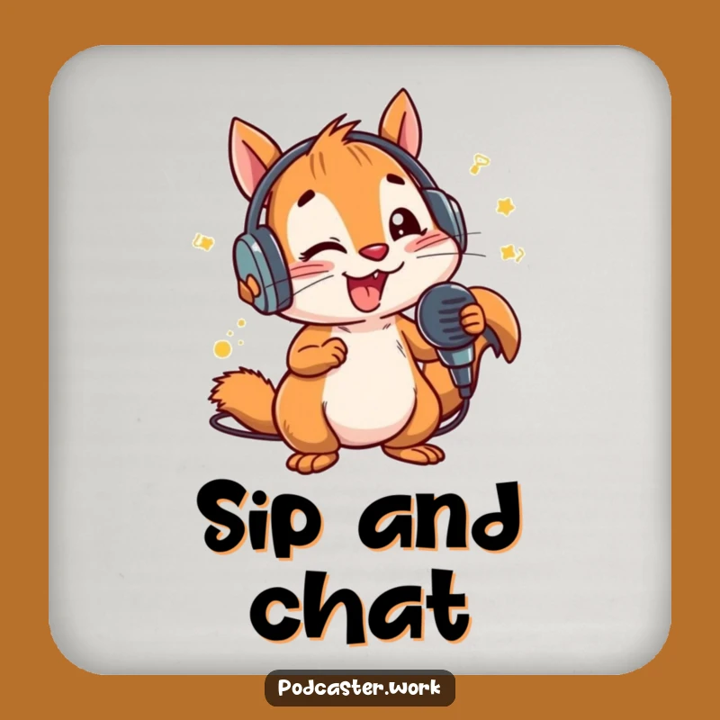 Funny Squirrel DJ Coaster: Energetic Drink Protector, Music Lover Accessory