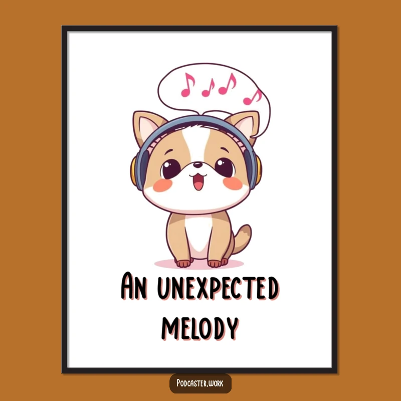Funny Surprised Animal Music Poster: Melodic Art Print Gift