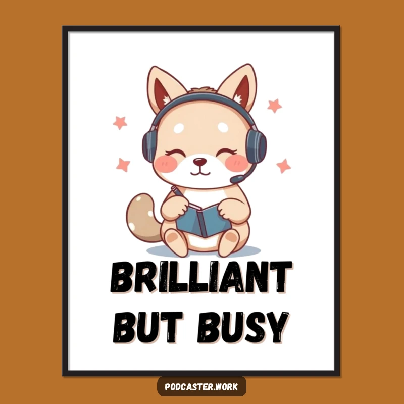 Funny Busy Animal Note-Taker Poster: Focused Work Art Print Gift
