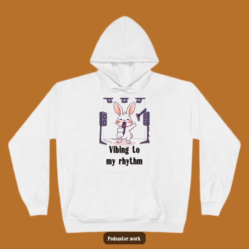 Funny Hyperactive Rabbit Mic Hoodie - Cozy & Energetic Humorous Wear