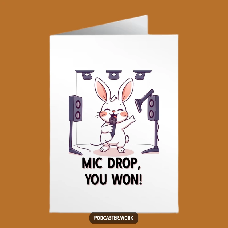 Free Printable Congrats Card: Joyful Rabbit Microphone for Big News