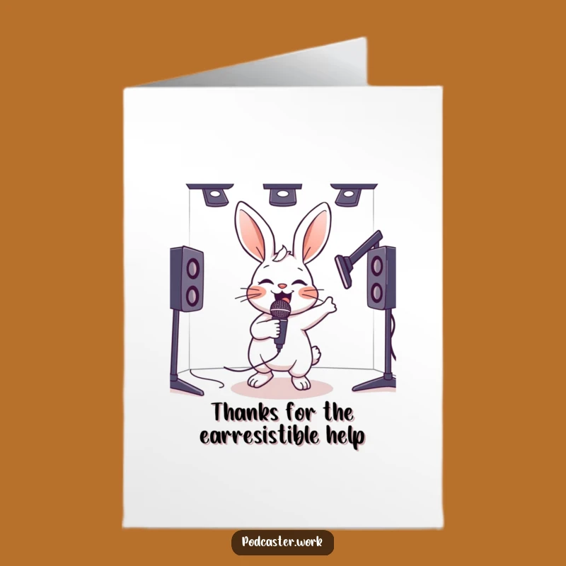Free Printable Thank You Card: Lively Rabbit Microphone for Your Gratitude