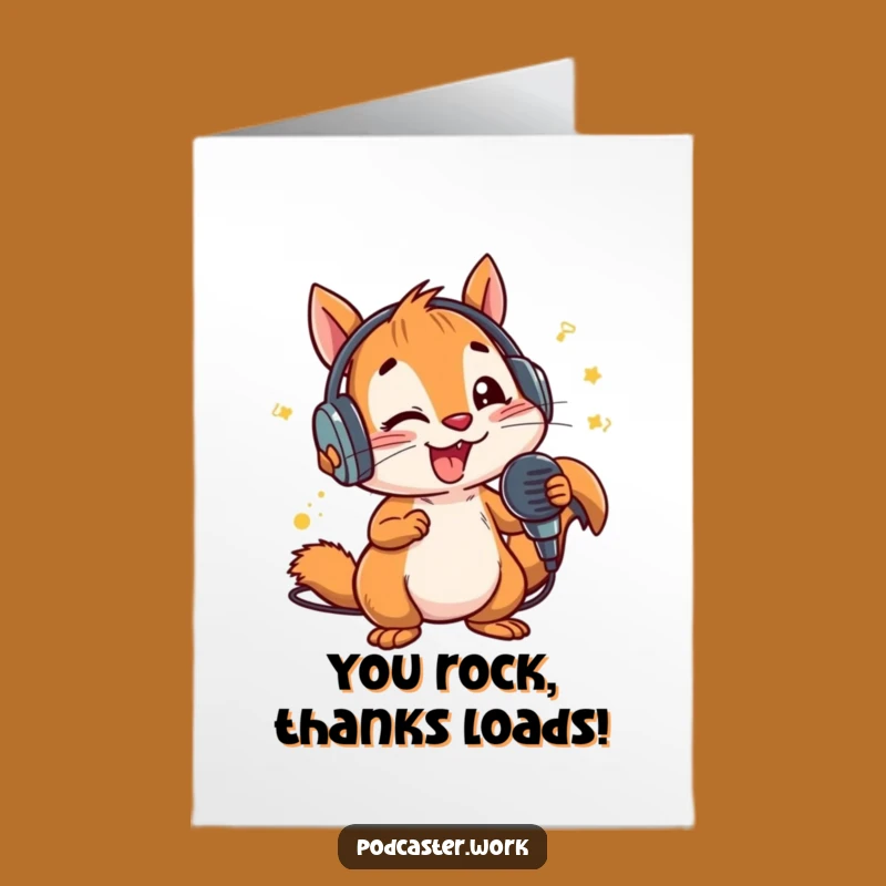 Free Printable Thank You Card: Squirrel DJ Microphone - Funny Downloadable Express Gratitude