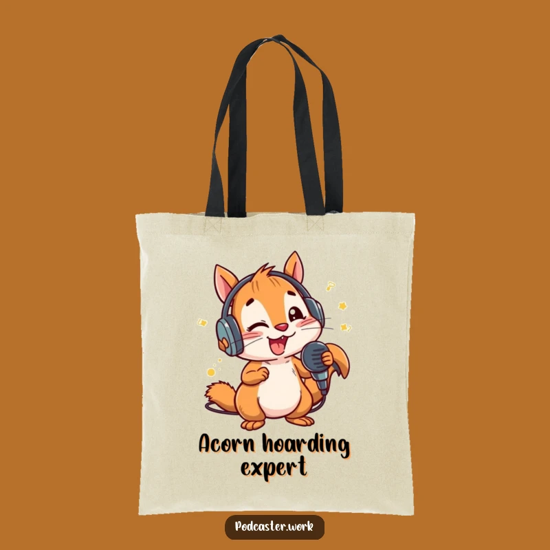 Funny Squirrel Microphone Tote Bag: Energetic Speaker Accessory, Music Lover Carryall
