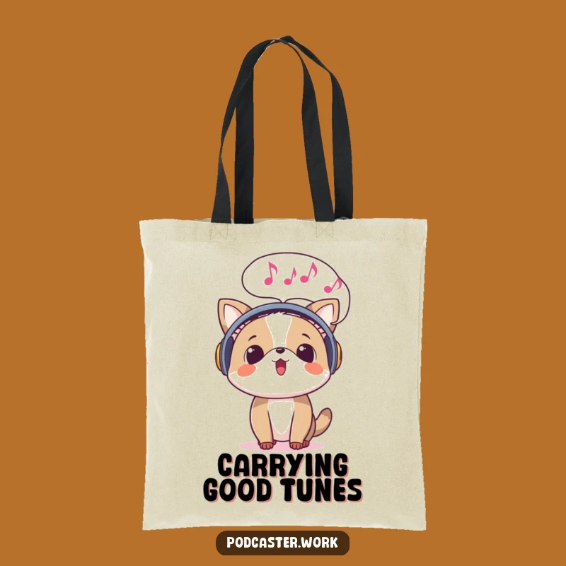 Funny Surprised Animal Music Tote Bag: Carry Your Tunes Gift